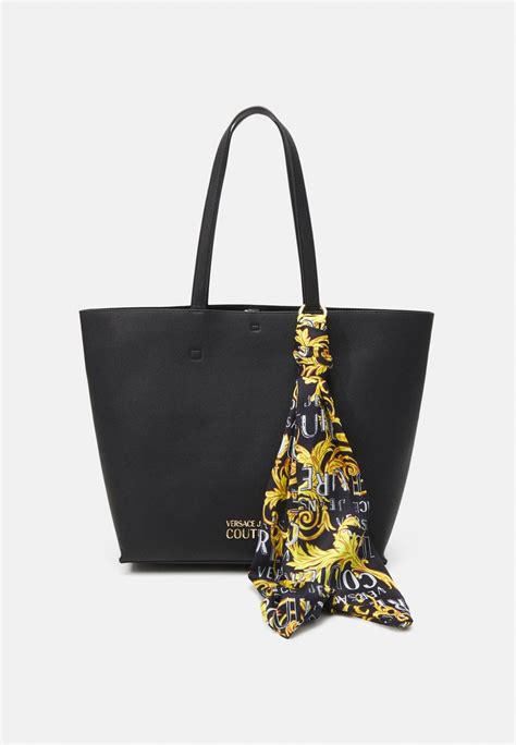 versace jeans laser cut long handle shopping bag nero|versace jeans bag.